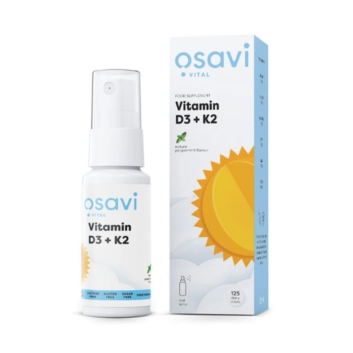 Osavi Vitamin D3 + K2, Oral Spray, Peppermint, 25 ml.