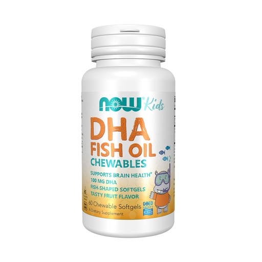 NOW DHA Kids Fish Oil Chewables, 100mg
