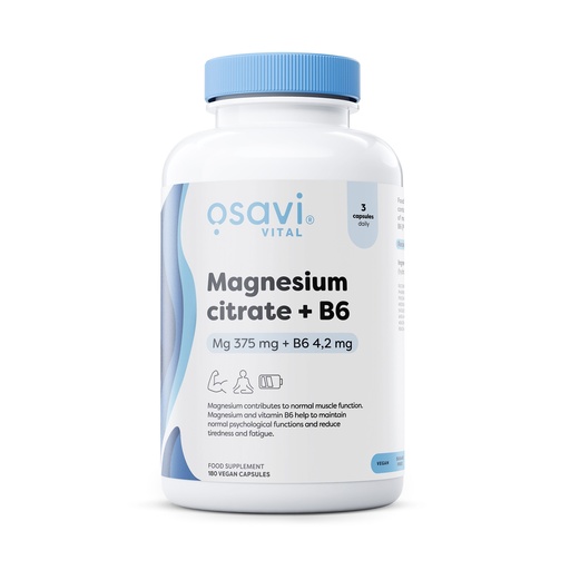 Osavi Magnesium Citrate + B6, 375mg + 4.2mg
