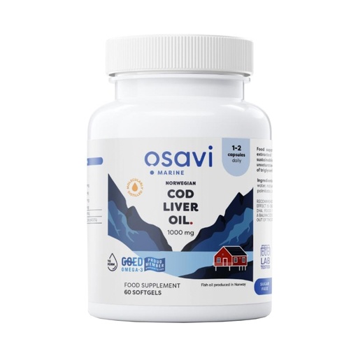 Osavi Norwegian Cod Liver Oil, 1000mg, Lemon