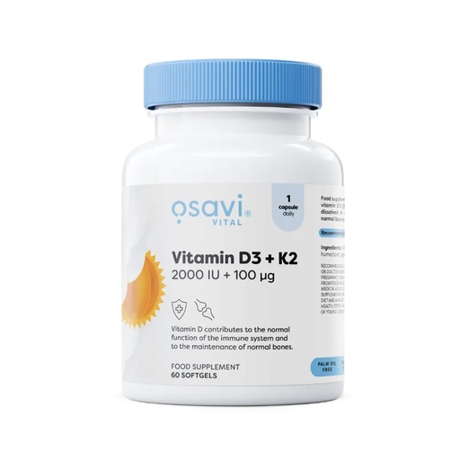 Osavi Vitamin D3 + K2, 2000 IU + 100mcg